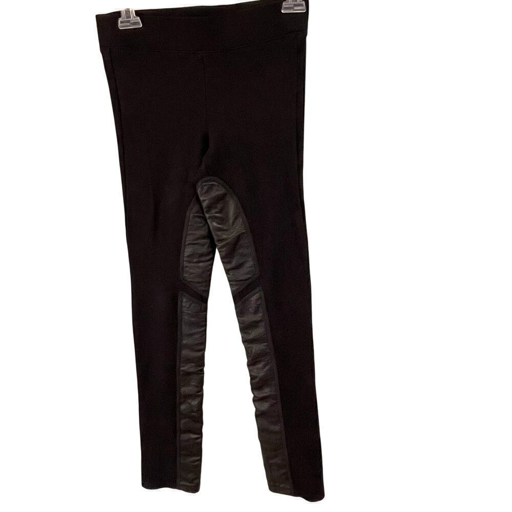 Theory Black Size Medium Pull On Leggings Leather Imona Pants Lamb Moto